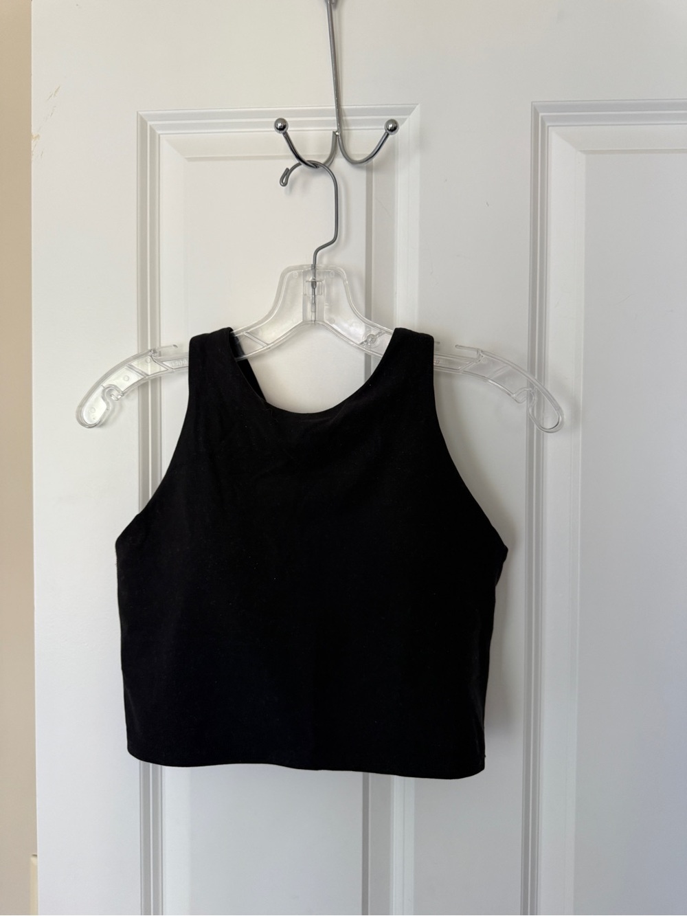 Athleta Black Crop Tank Top Bra, Racerback, Size Small, Fits A-B Cup